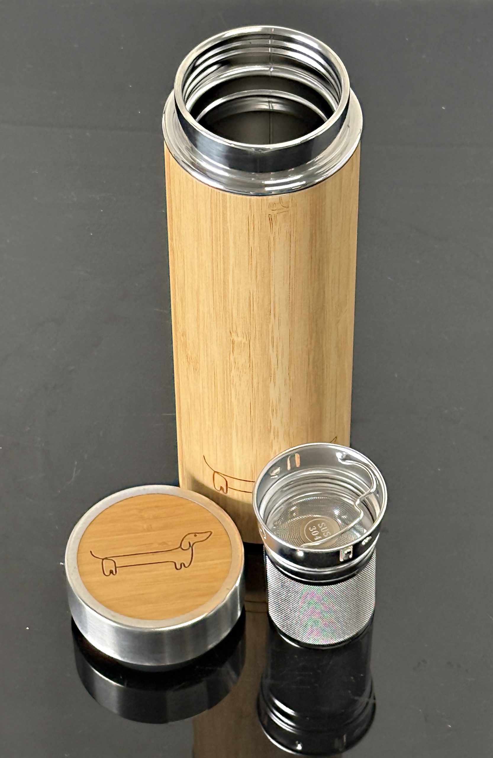 Bamboo Drink Bottle with Strainer